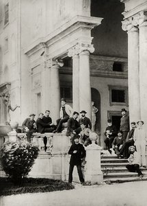 Residents of Villa Medici in Rome, Photo Sent and Dedicated by Claude Debussy to His Parents, 1884-85